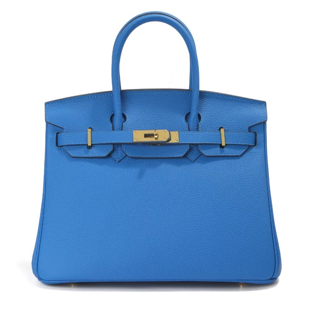 Genuine Leather Blue Handbag